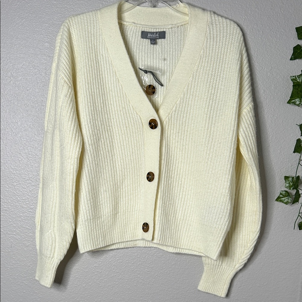 Madewell Ivory Button-Up Cardigan
